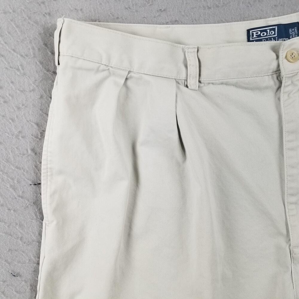 Polo Ralph Lauren Shorts Mens 42 Khaki Pleated Chino Classic Fit Pony Logo - Picture 2 of 16
